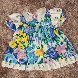 Vintage Girls 90’s Floral Tea Party Spring Cottage Ruffle Dress